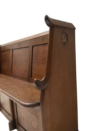 Willem Penaat Art Deco Three-Seat Bench, Solid Oak, 1920s